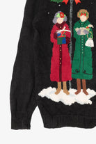 Vintage Black Susan Bristol Caroling Ugly Christmas Cardigan (1990s)