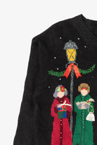 Vintage Black Susan Bristol Caroling Ugly Christmas Cardigan (1990s)