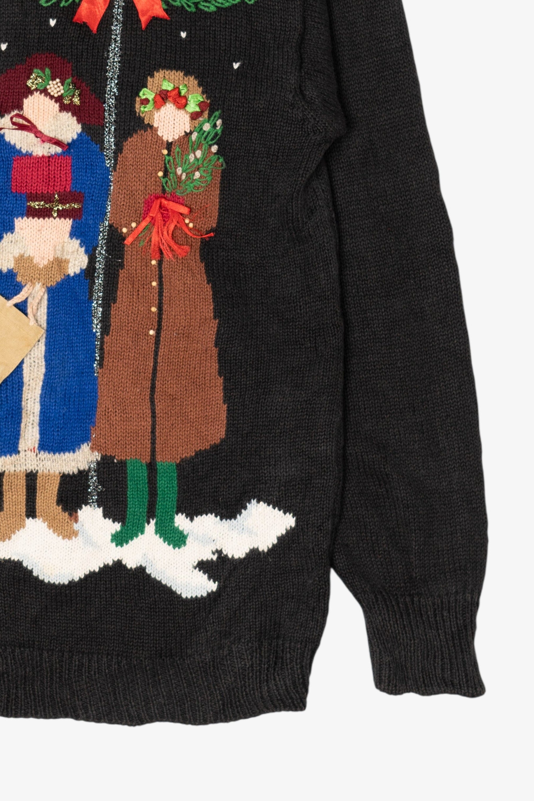 Vintage Black Susan Bristol Caroling Ugly Christmas Cardigan (1990s)