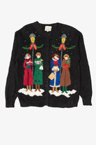 Vintage Black Susan Bristol Caroling Ugly Christmas Cardigan (1990s)