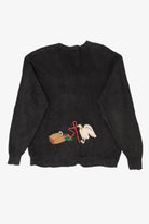 Vintage Black Susan Bristol Caroling Ugly Christmas Cardigan (1990s)