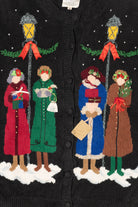 Vintage Black Susan Bristol Caroling Ugly Christmas Cardigan (1990s)