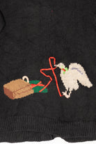 Vintage Black Susan Bristol Caroling Ugly Christmas Cardigan (1990s)