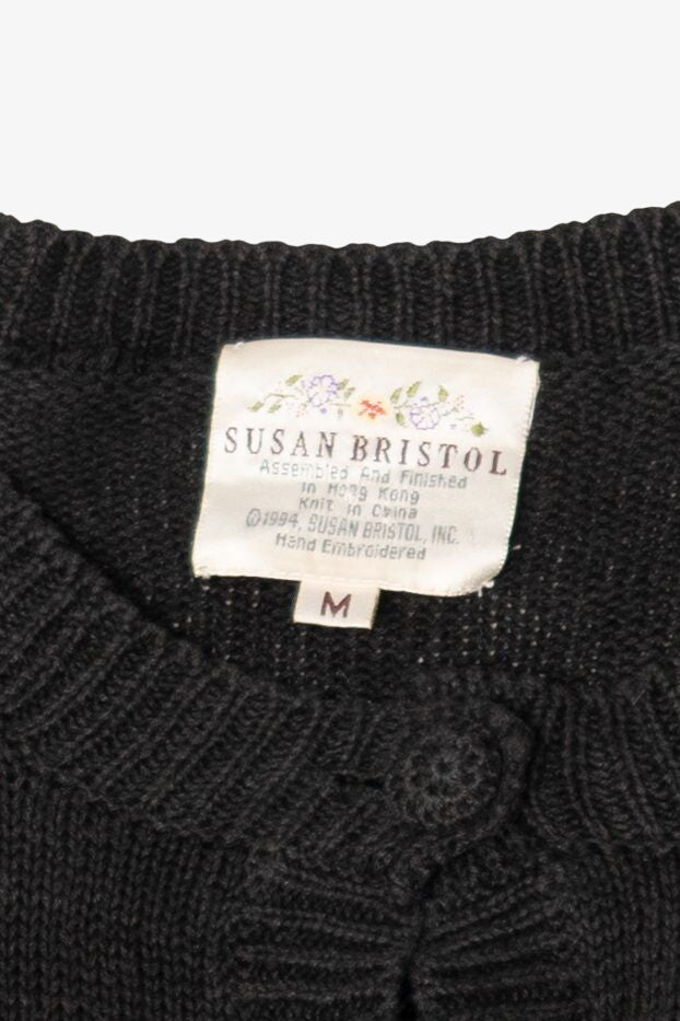 Vintage Black Susan Bristol Caroling Ugly Christmas Cardigan (1990s)