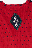 Vintage Hand Knit Red Signatures Ice Skating Ugly Christmas Cardigan (1990s)