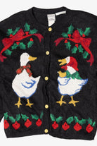 Vintage Black Jantzen Geese Ugly Christmas Cardigan (1990s)