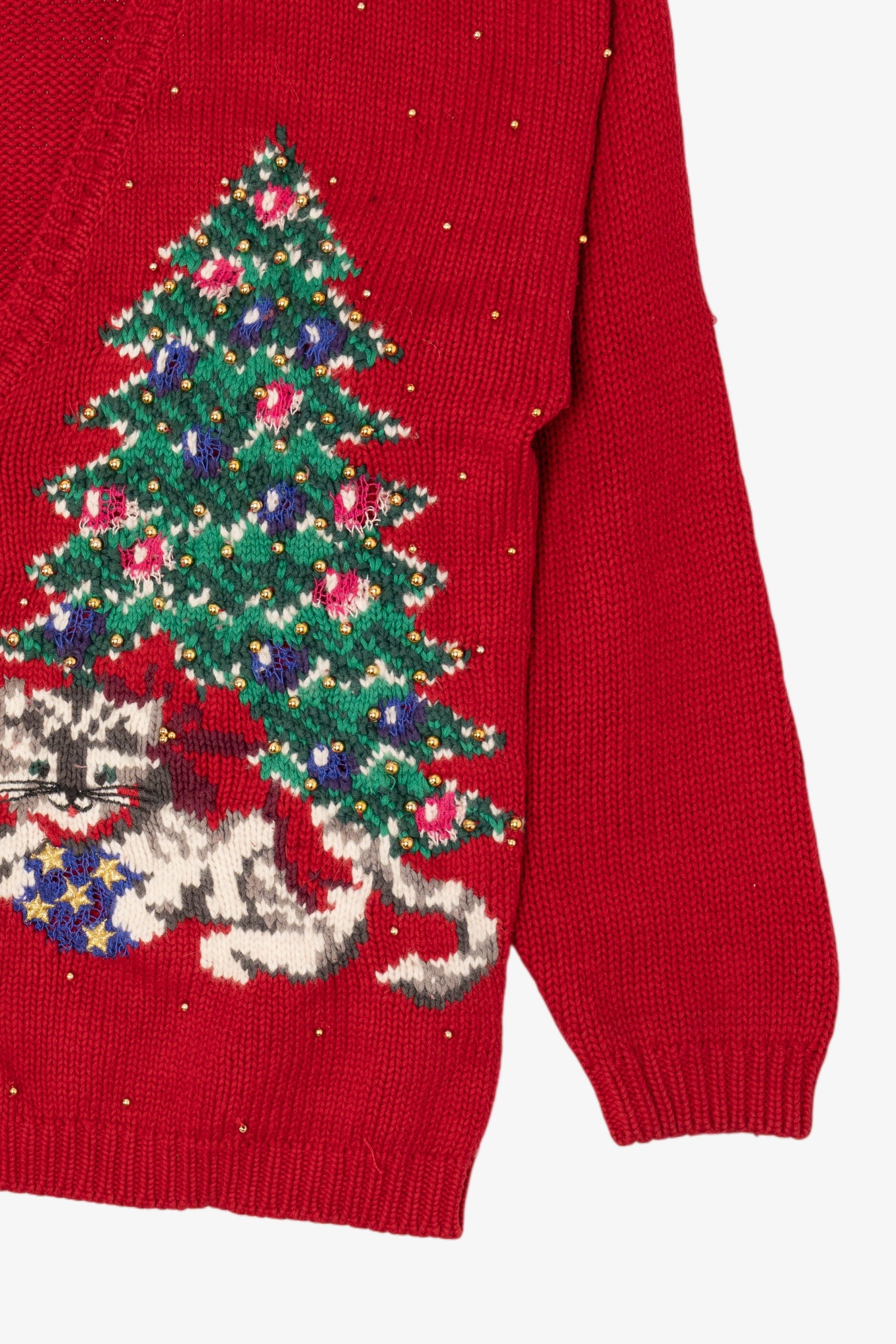 Vintage Red Principles Cats Ugly Christmas Cardigan (1990s)