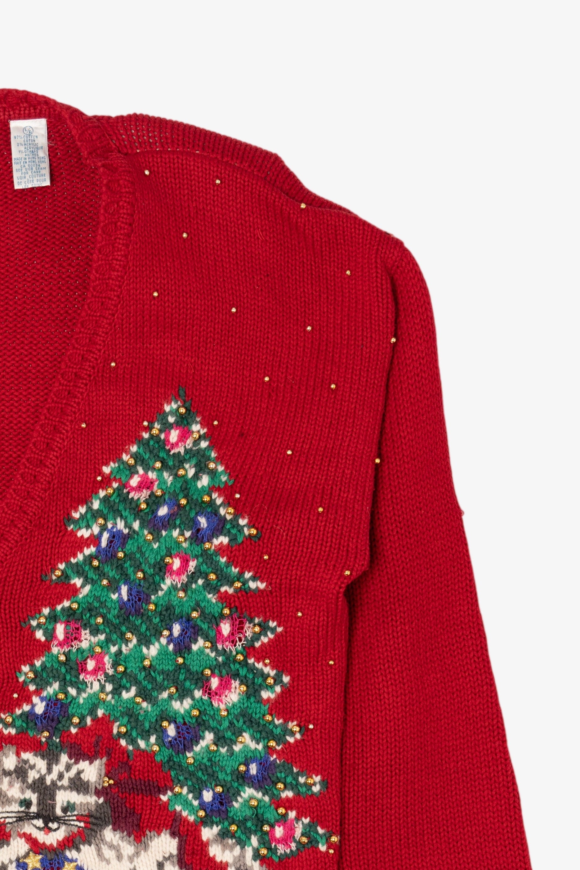 Vintage Red Principles Cats Ugly Christmas Cardigan (1990s)
