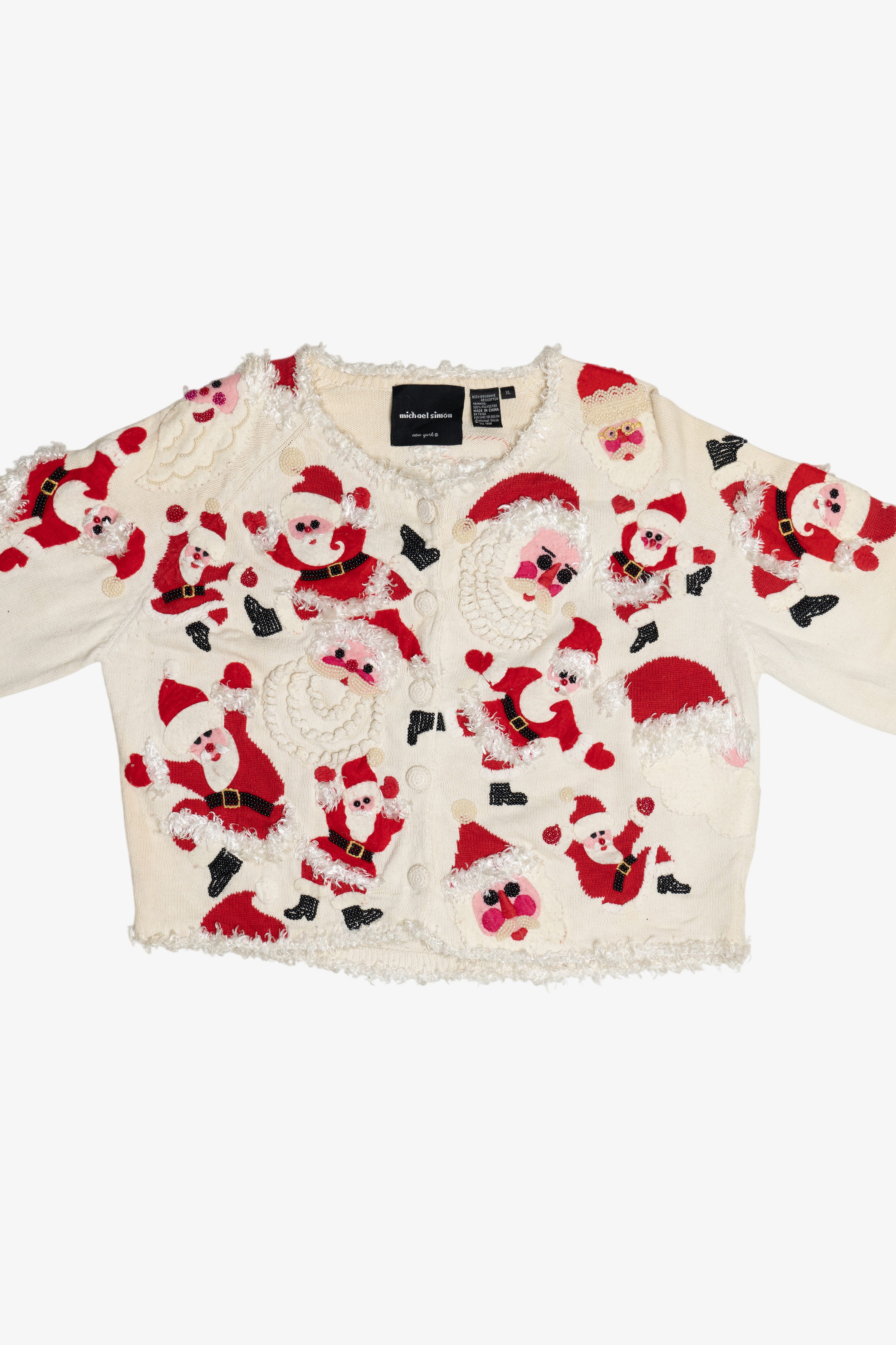 Vintage Michael Simon Santas Ugly Christmas Cardigan (1990s)