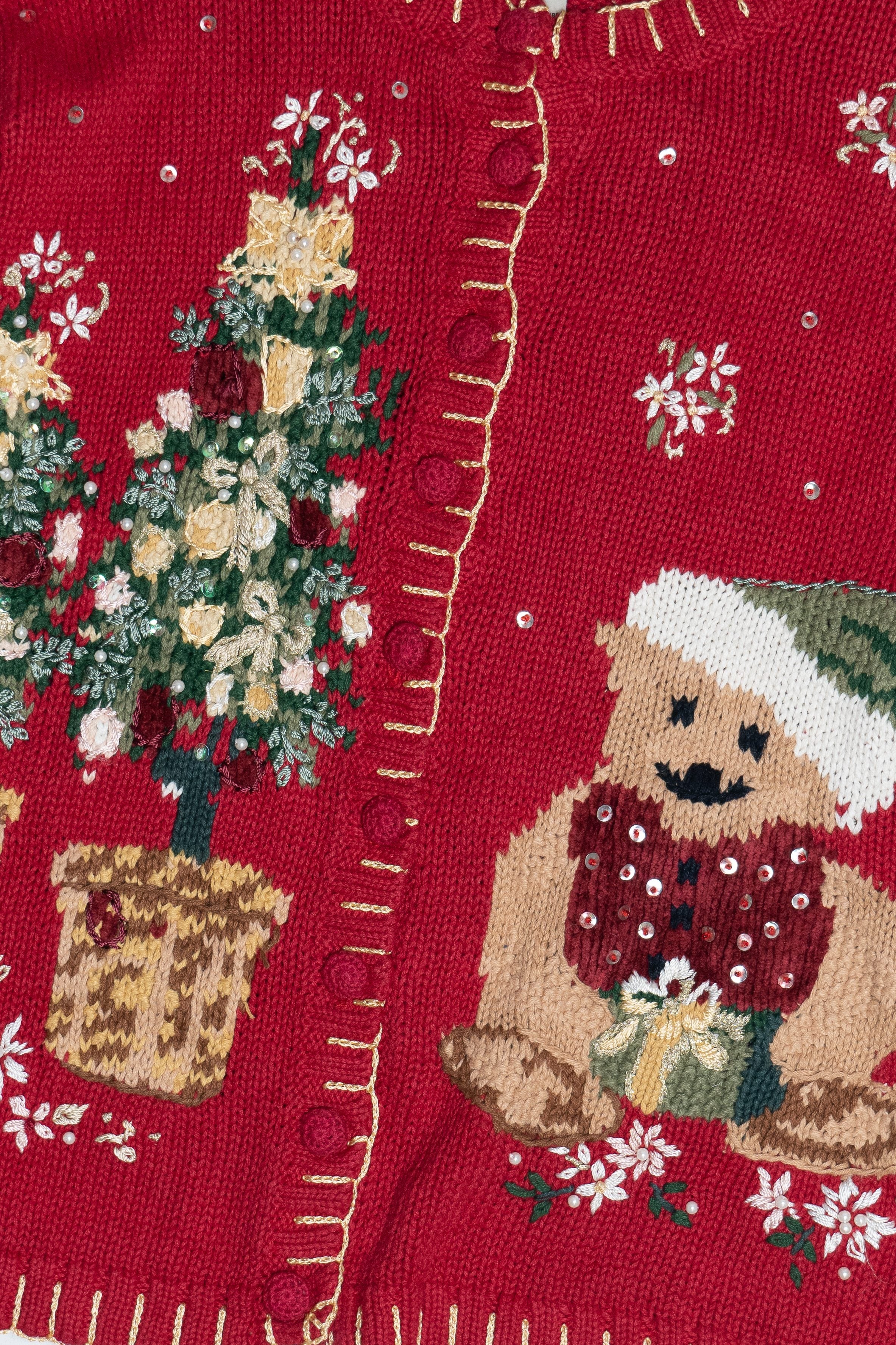 Vintage Tiara International Holiday Bear Ugly Christmas Cardigan (1990s)