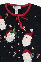 Vintage Tiara International Santas And Candy Canes Ugly Christmas Cardigan (1990s)