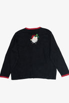 Vintage Tiara International Santas And Candy Canes Ugly Christmas Cardigan (1990s)