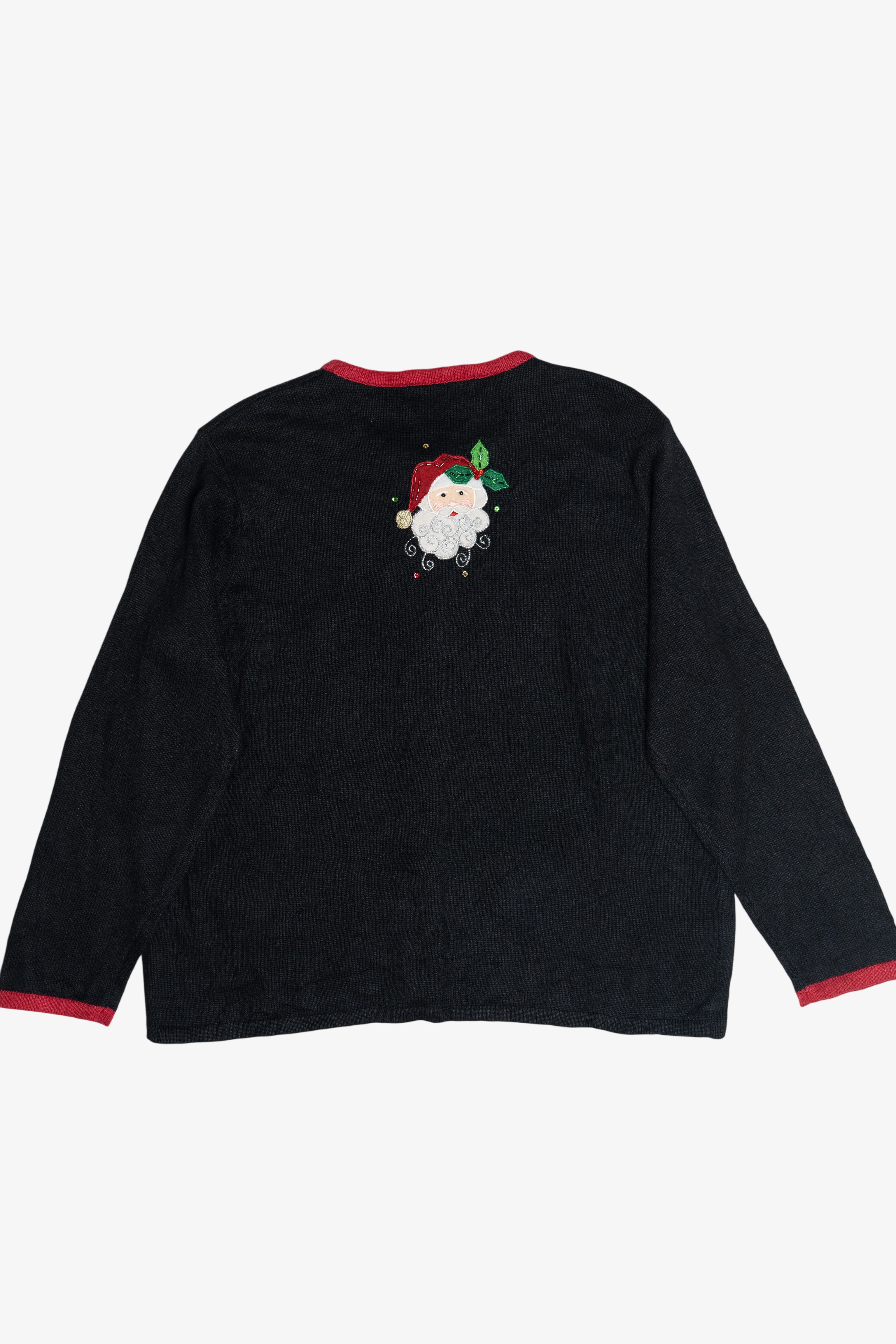 Vintage Tiara International Santas And Candy Canes Ugly Christmas Cardigan (1990s)