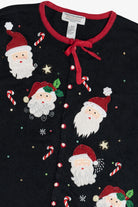 Vintage Tiara International Santas And Candy Canes Ugly Christmas Cardigan (1990s)