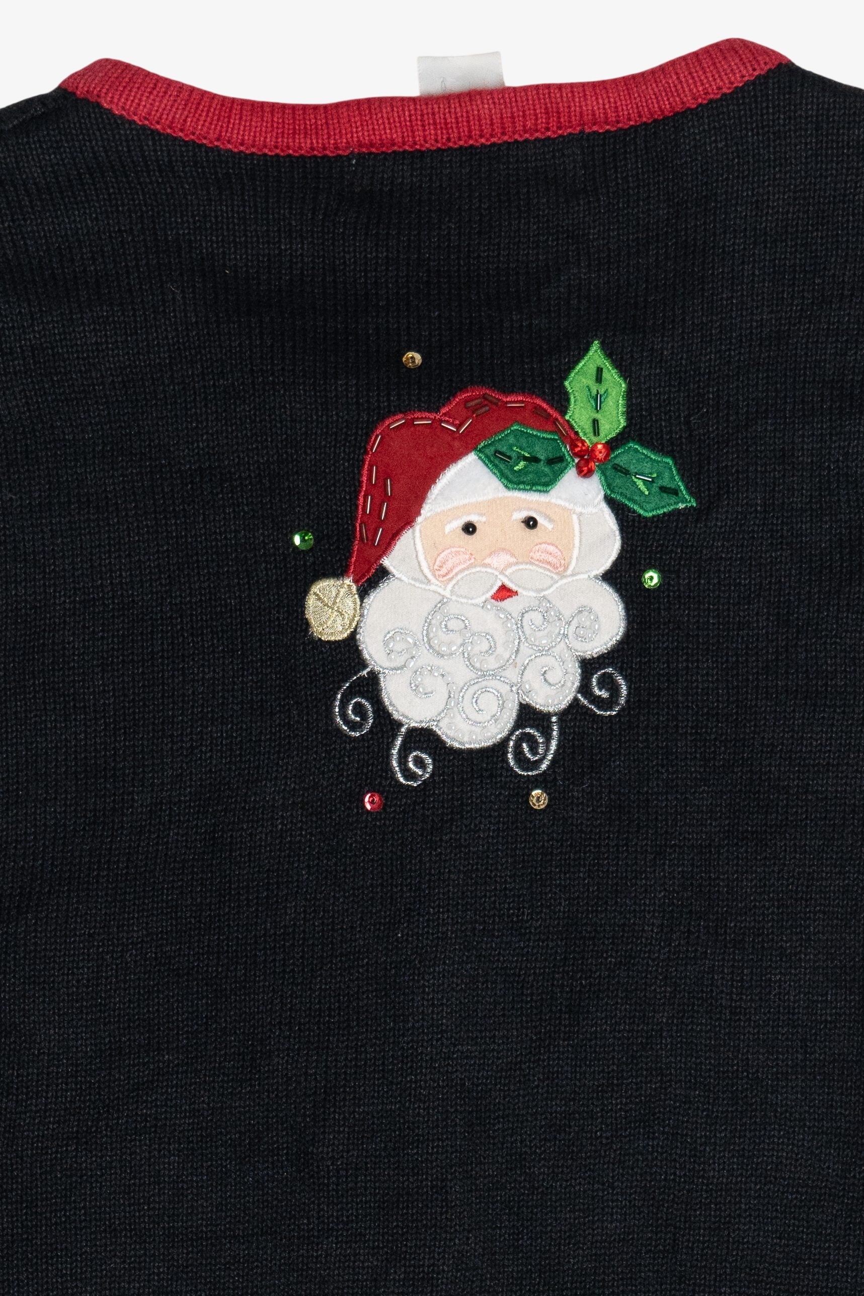 Vintage Tiara International Santas And Candy Canes Ugly Christmas Cardigan (1990s)