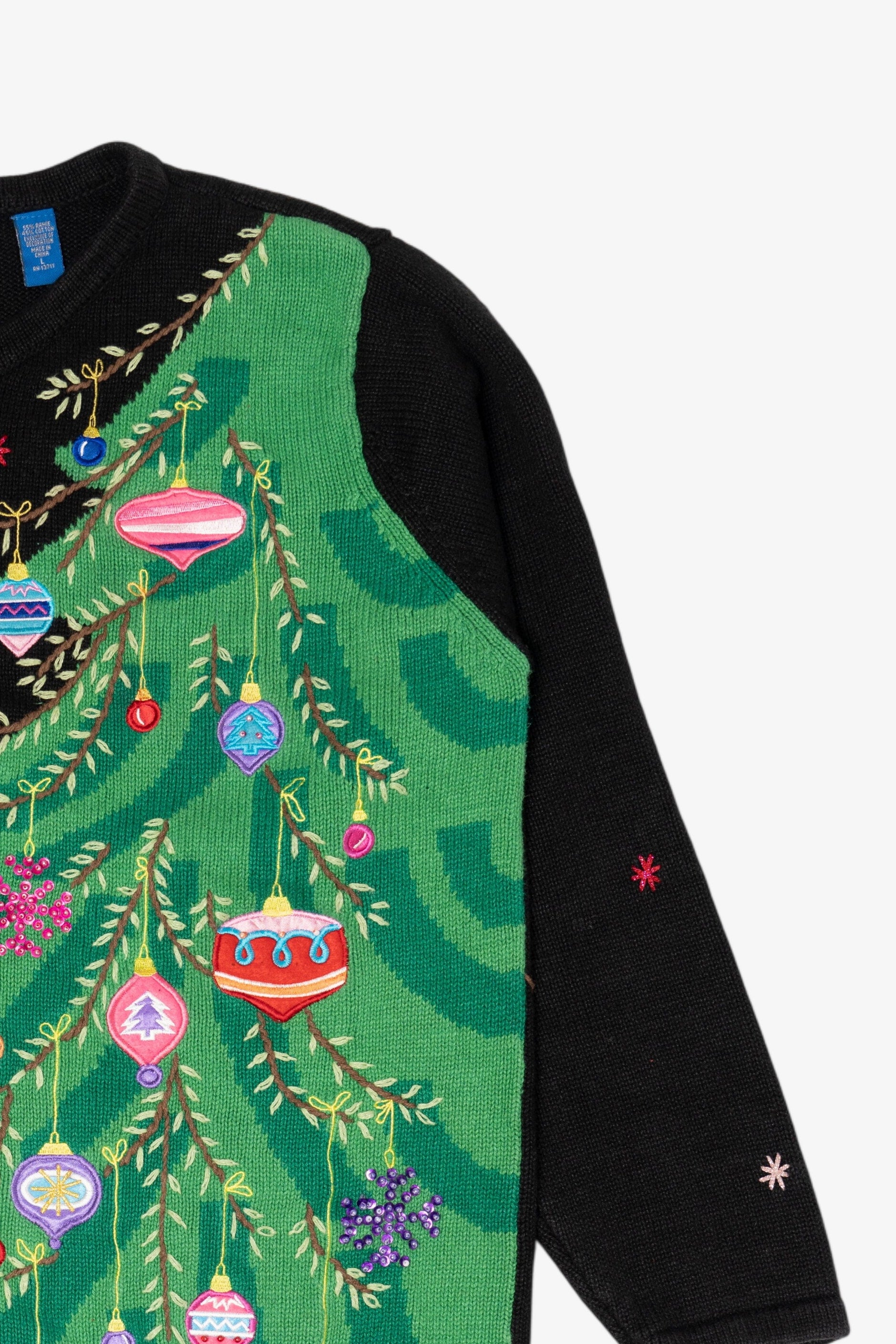Vintage Karen Scott Ornaments On Tree Ugly Christmas Sweater (2000s)
