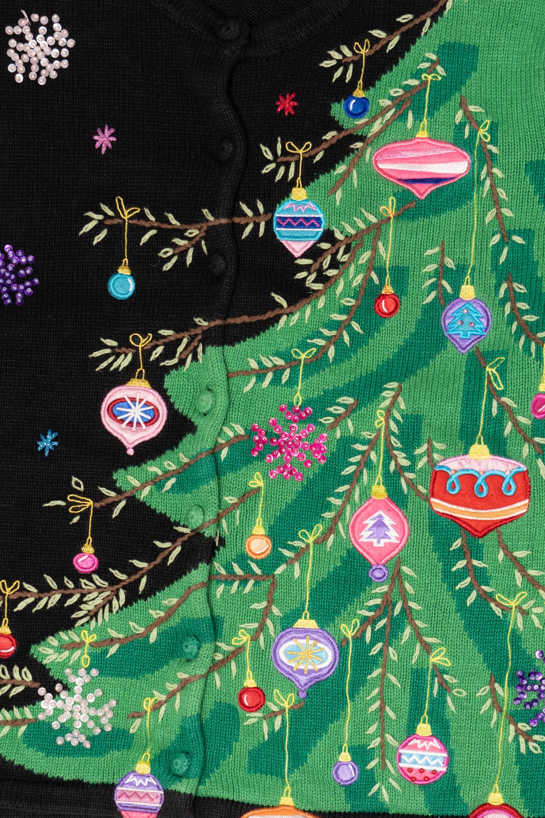 Vintage Karen Scott Ornaments On Tree Ugly Christmas Sweater (2000s)