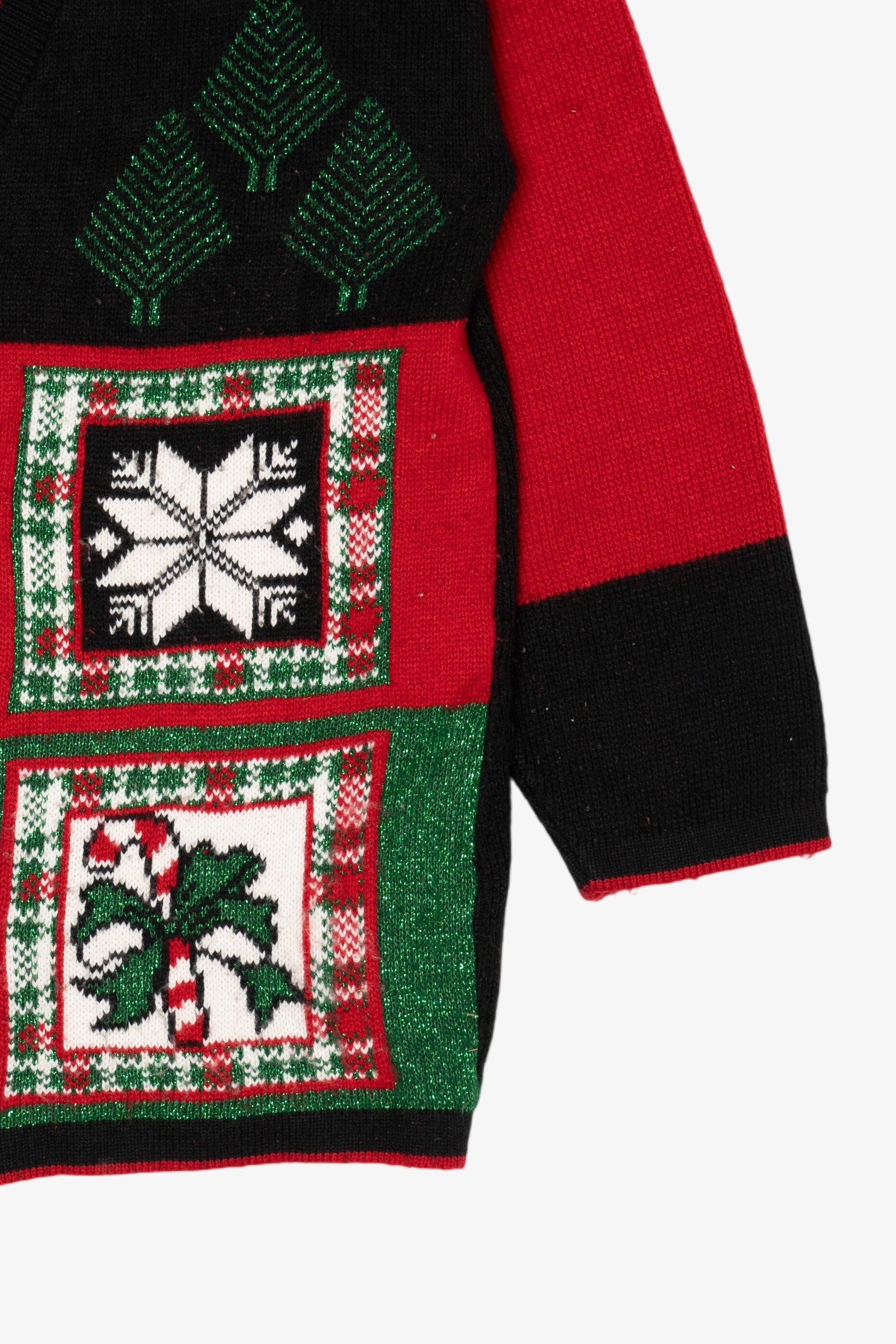 Vintage Black J.J. Poole Ugly Christmas Cardigan (1980s)