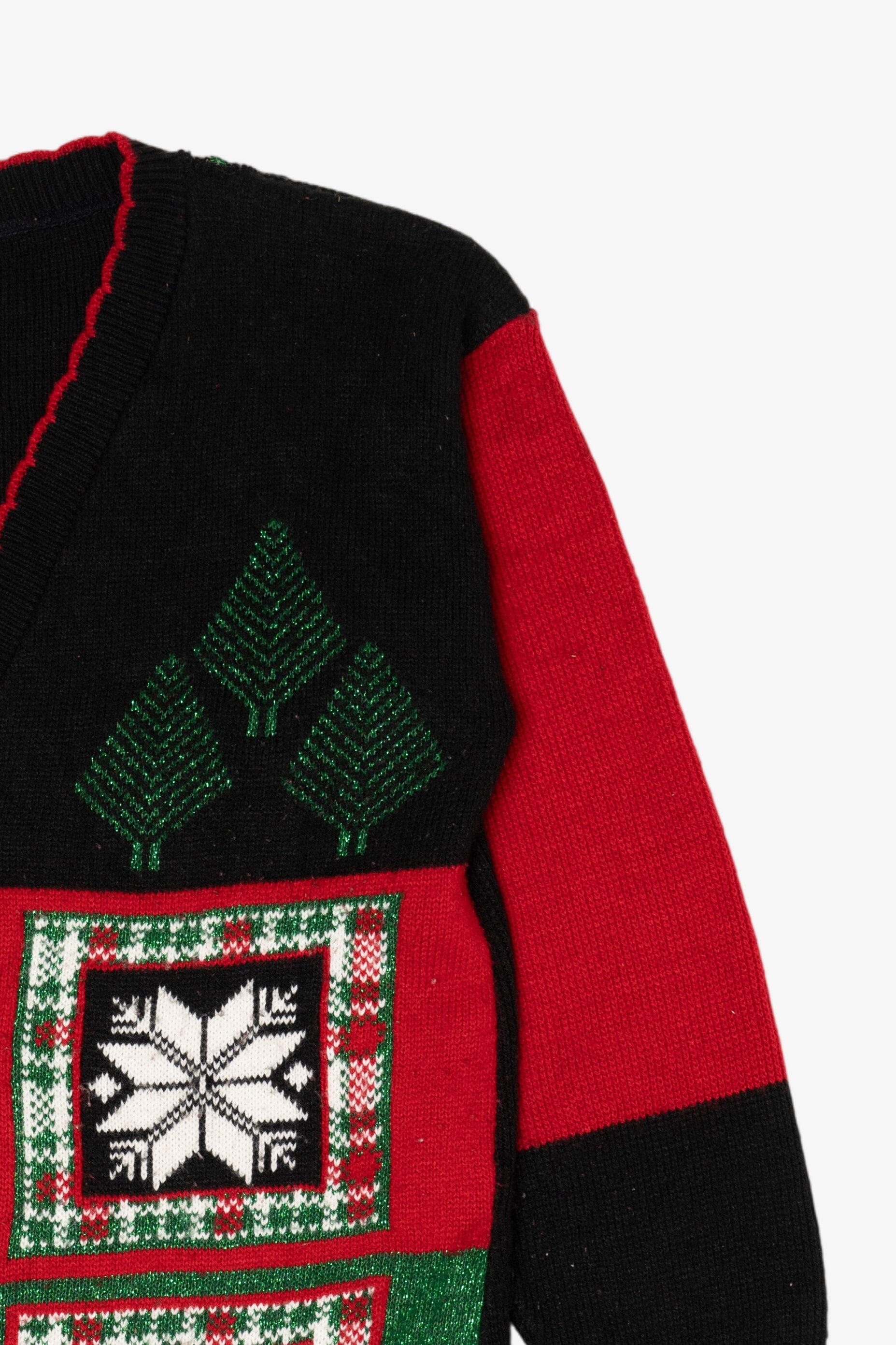 Vintage Black J.J. Poole Ugly Christmas Cardigan (1980s)