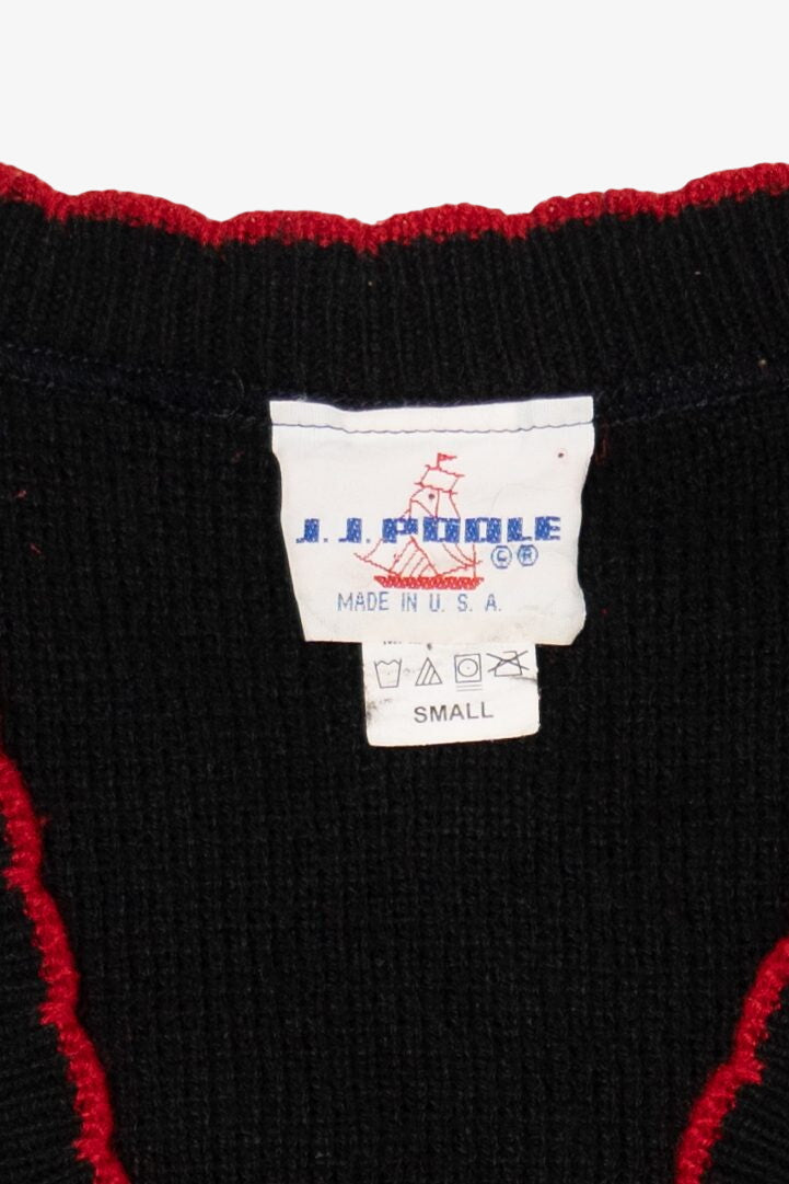 Vintage Black J.J. Poole Ugly Christmas Cardigan (1980s)
