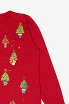Vintage Y2k Lightweight Red Quacker Factory Trees Ugly Christmas Cardigan (2000s)