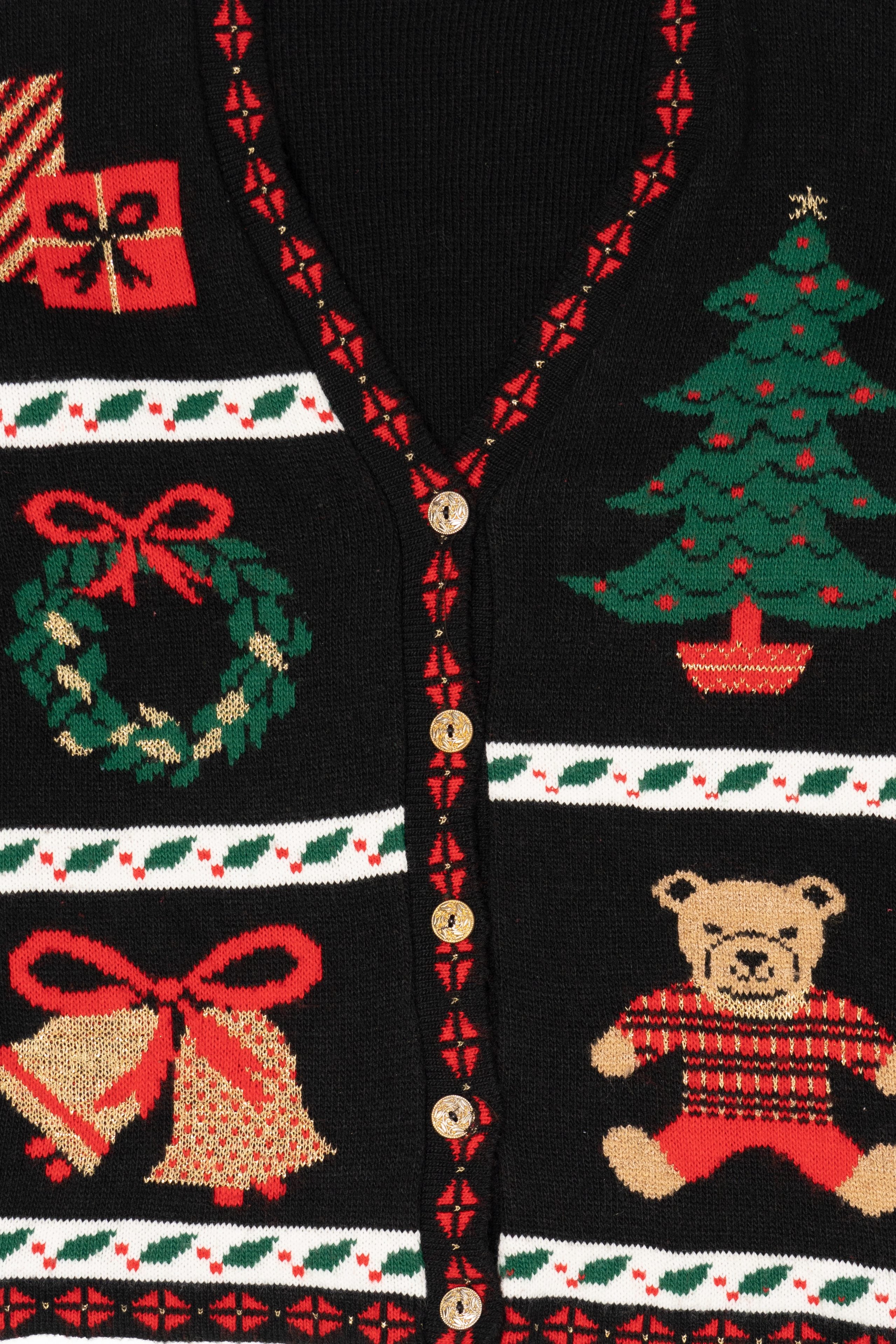 Vintage Black Nutcracker Ugly Christmas Cardigan (1990s)