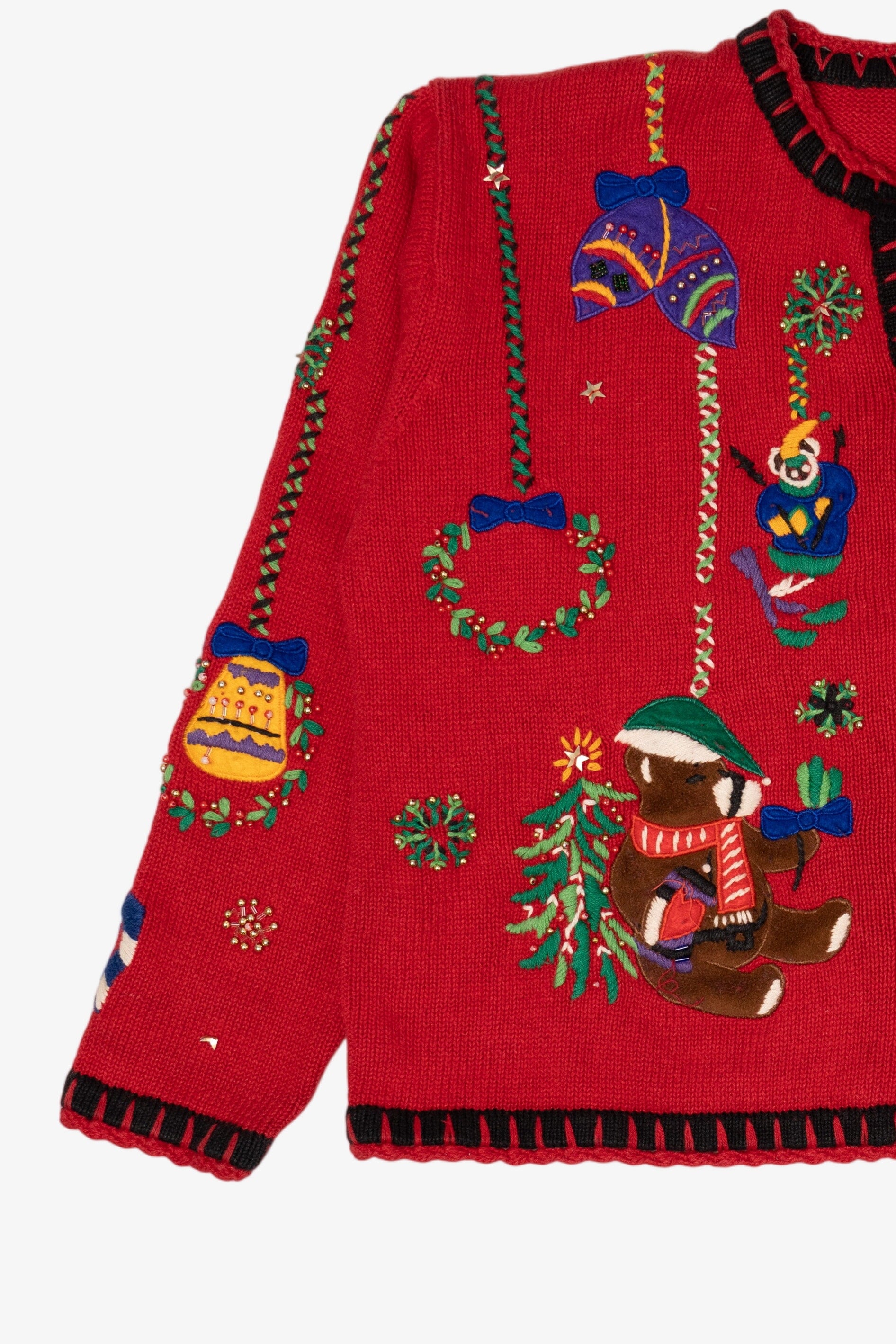 Vintage Red Designers Originals Studio Bears Ugly Christmas Cardigan (1990s)