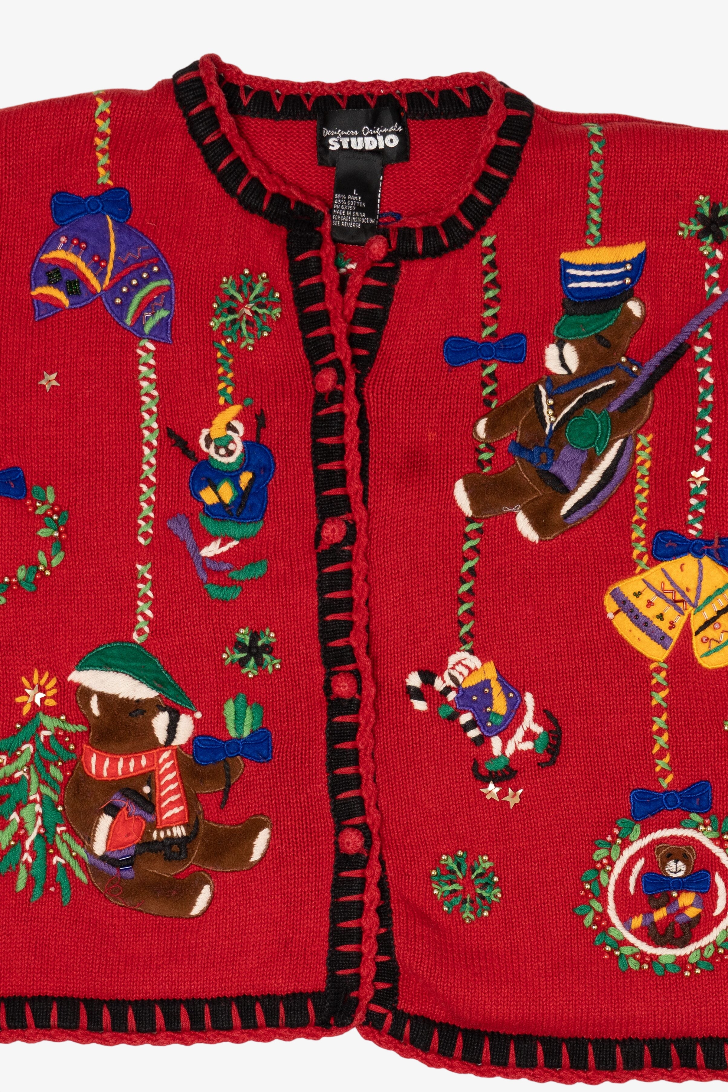 Vintage Red Designers Originals Studio Bears Ugly Christmas Cardigan (1990s)