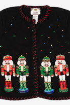 Vintage Black Tiara International Nutcrackers Ugly Christmas Cardigan (2000s)