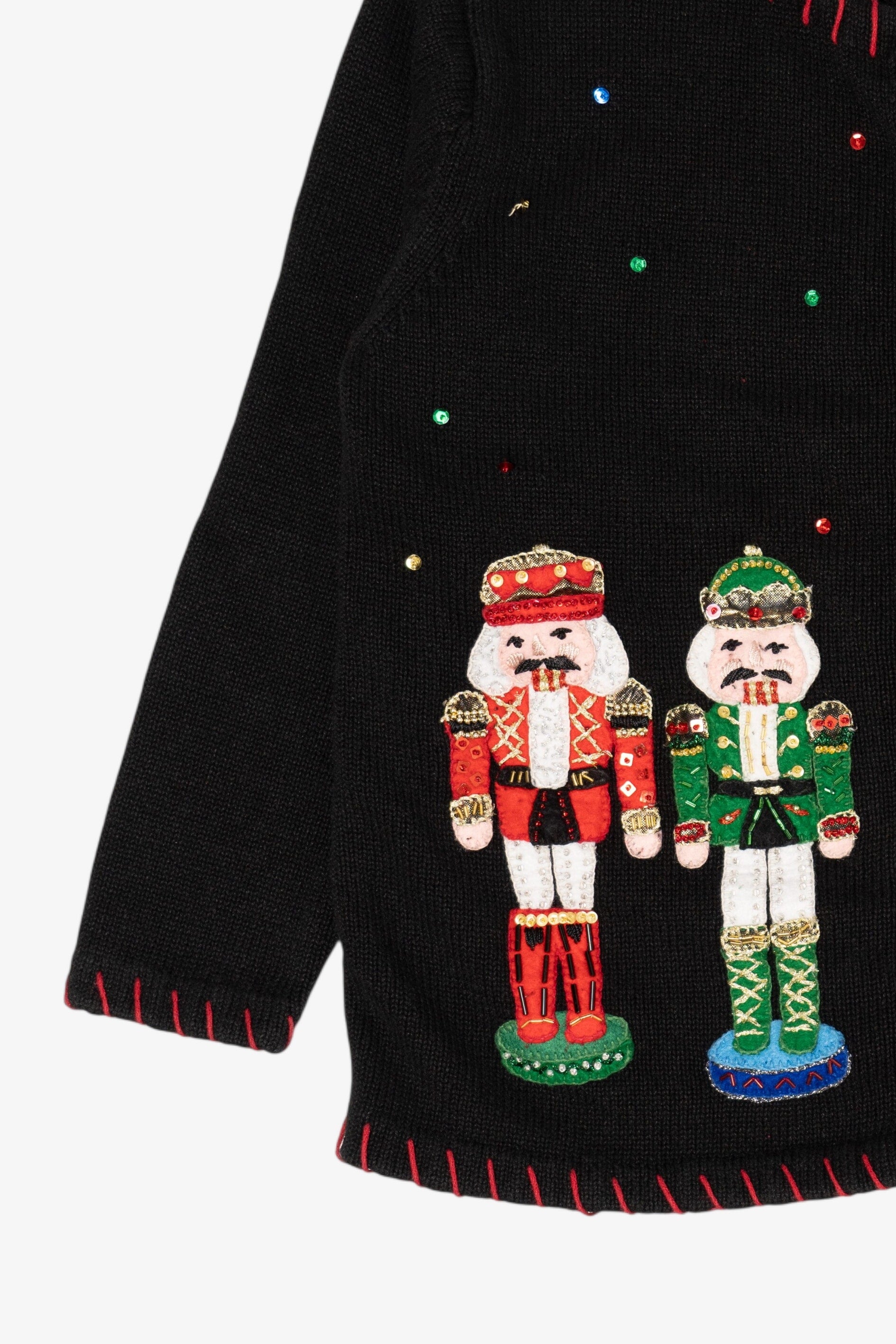 Vintage Black Tiara International Nutcrackers Ugly Christmas Cardigan (2000s)