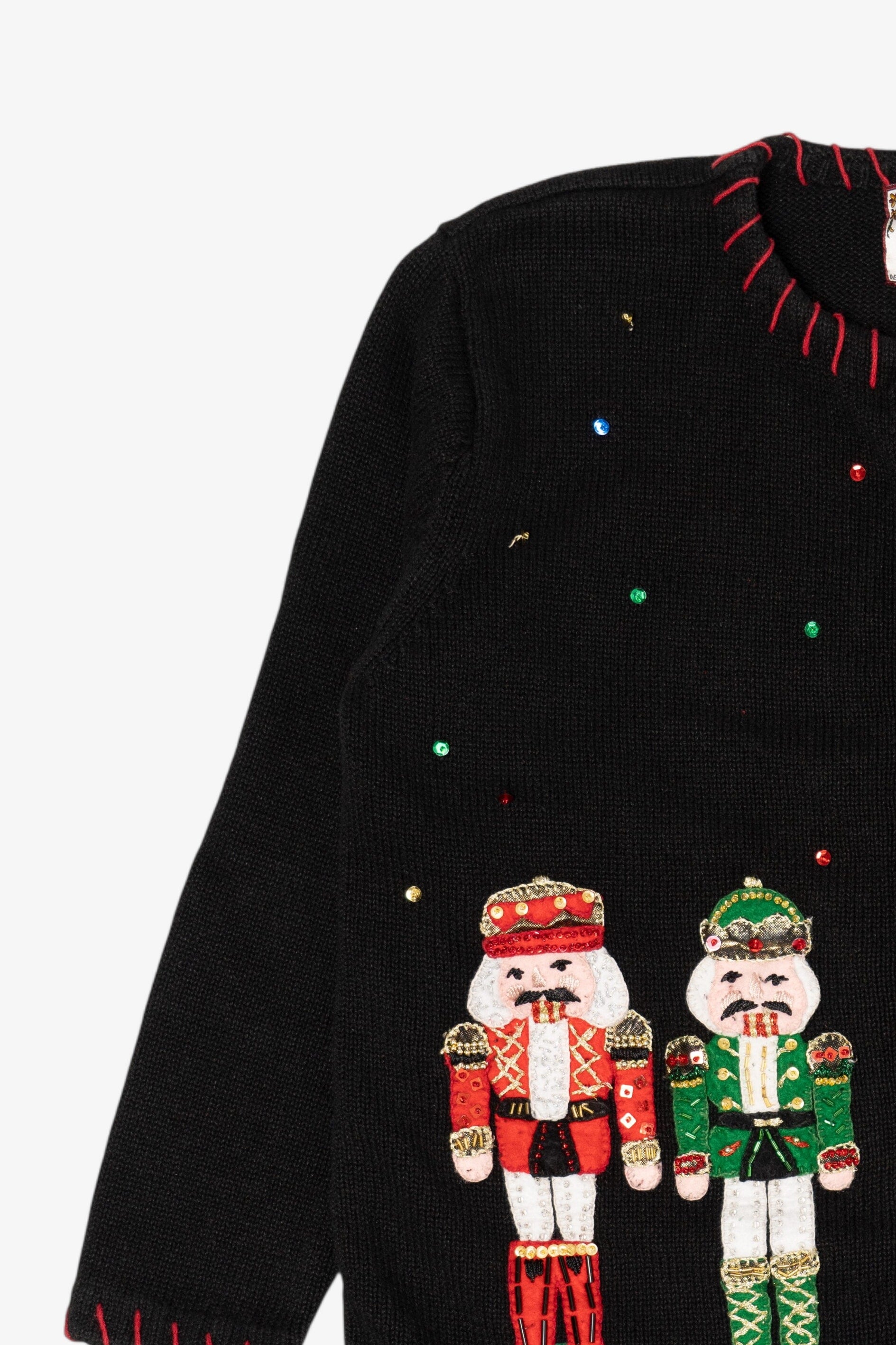 Vintage Black Tiara International Nutcrackers Ugly Christmas Cardigan (2000s)