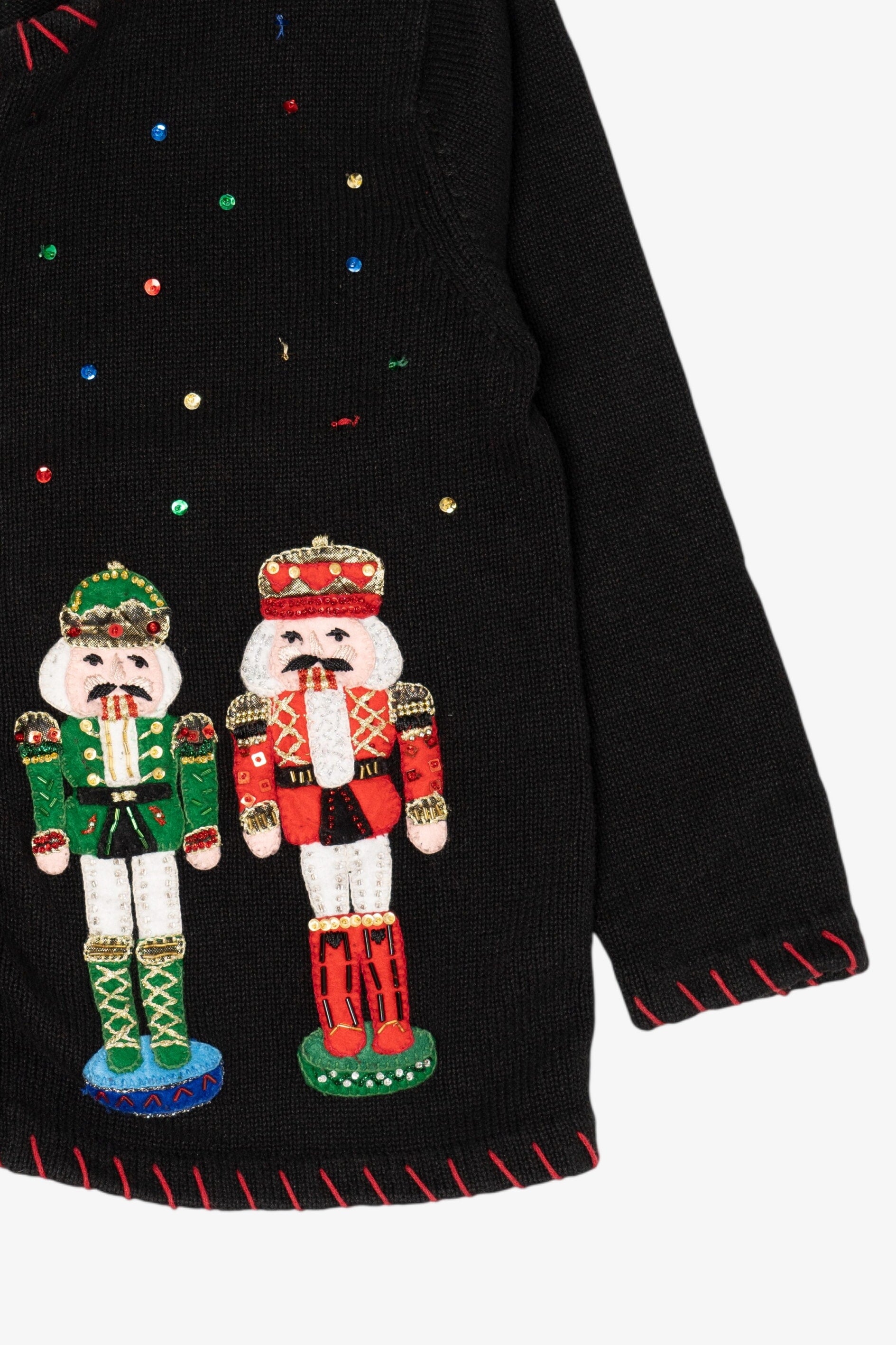 Vintage Black Tiara International Nutcrackers Ugly Christmas Cardigan (2000s)