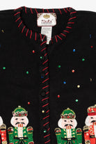 Vintage Black Tiara International Nutcrackers Ugly Christmas Cardigan (2000s)