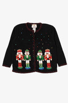 Vintage Black Tiara International Nutcrackers Ugly Christmas Cardigan (2000s)