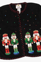 Vintage Black Tiara International Nutcrackers Ugly Christmas Cardigan (2000s)