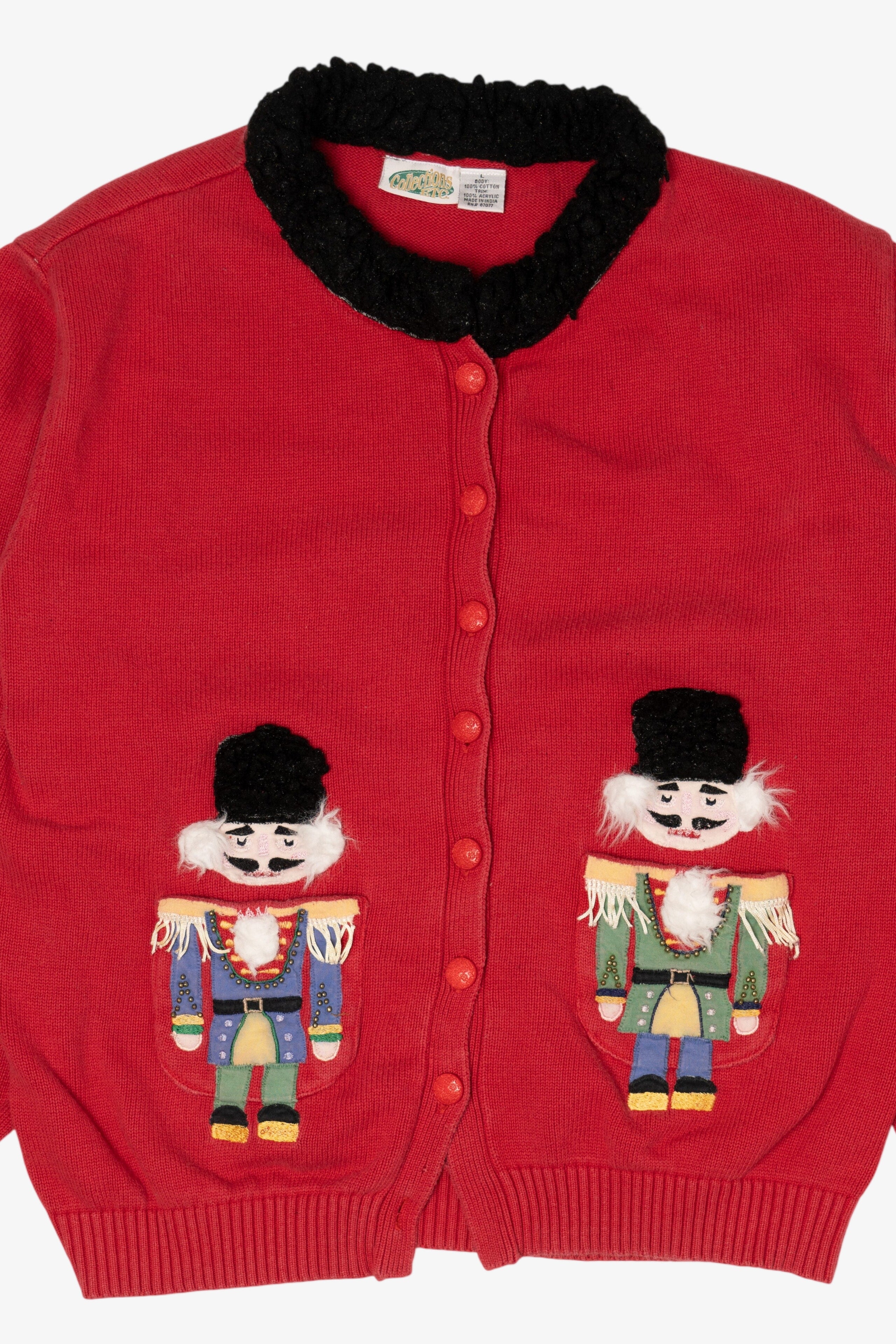Vintage Red Collections Etc Nutcrackers Ugly Christmas Cardigan (1990s)