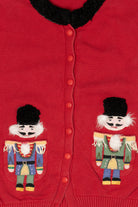 Vintage Red Collections Etc Nutcrackers Ugly Christmas Cardigan (1990s)