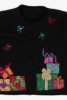Vintage Black Presents Ugly Christmas Cardigan (1990s)
