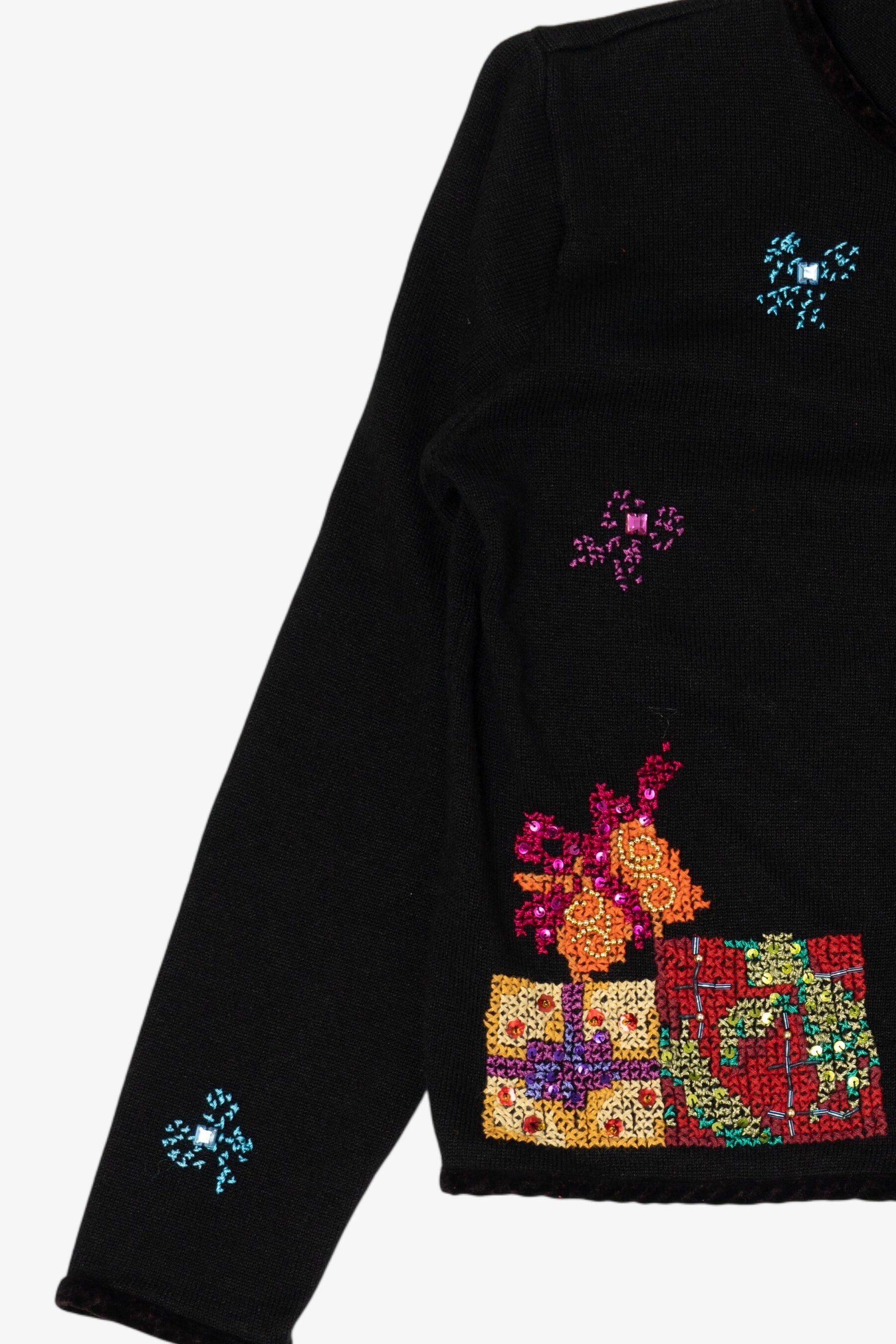Vintage Black Presents Ugly Christmas Cardigan (1990s)