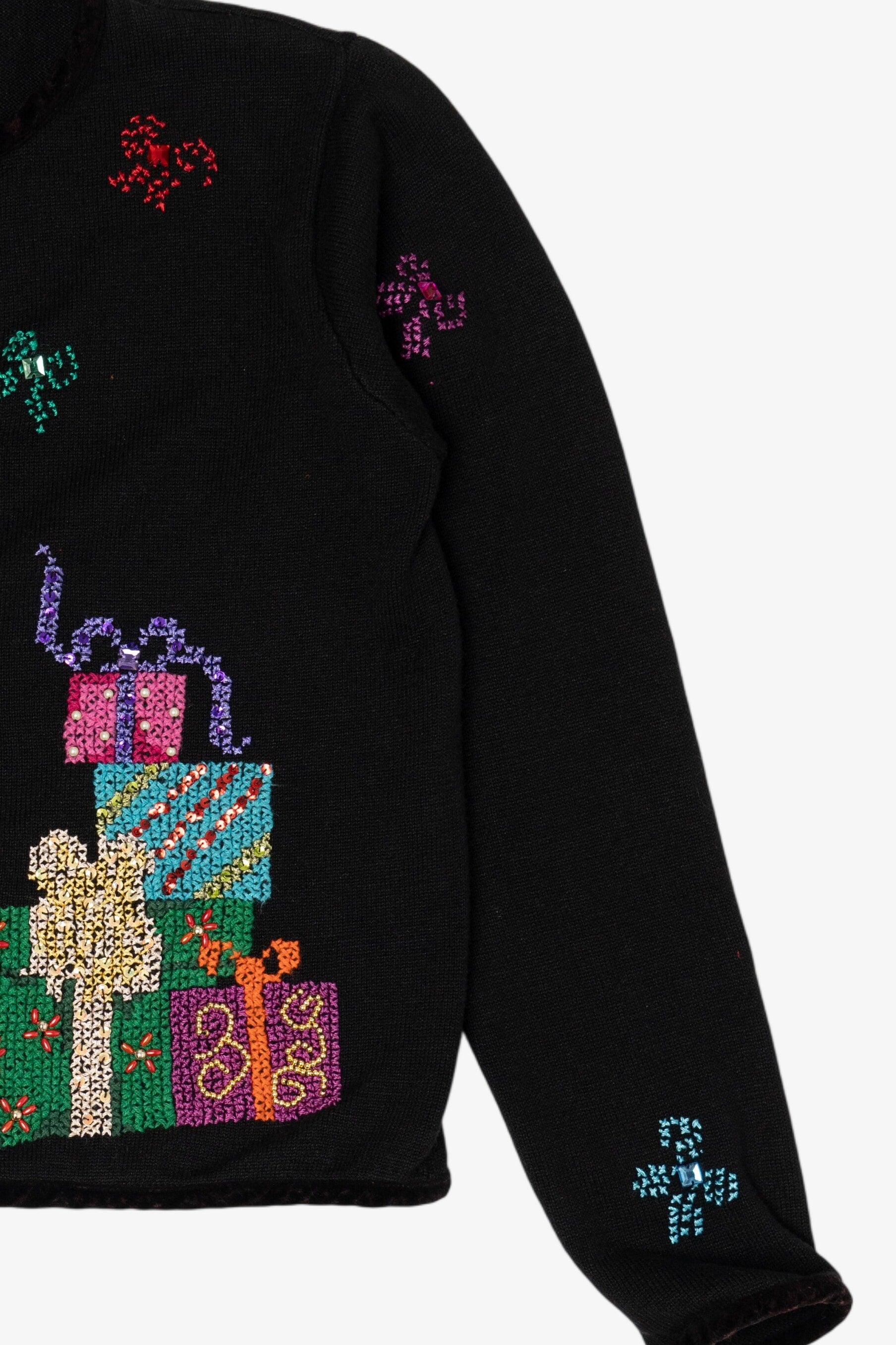 Vintage Black Presents Ugly Christmas Cardigan (1990s)
