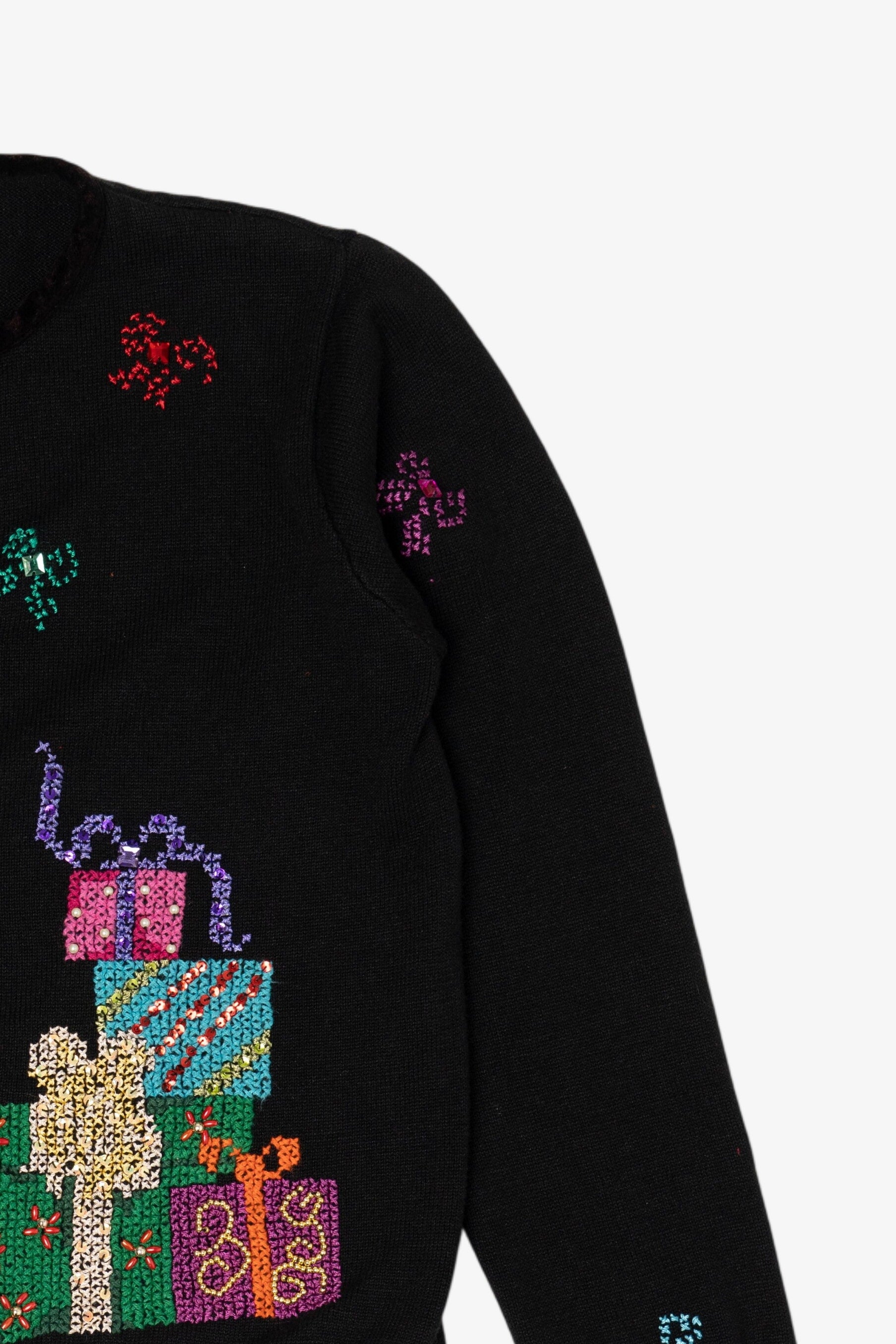 Vintage Black Presents Ugly Christmas Cardigan (1990s)