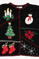 Vintage Black Victoria Jones Ugly Christmas Cardigan (1990s)