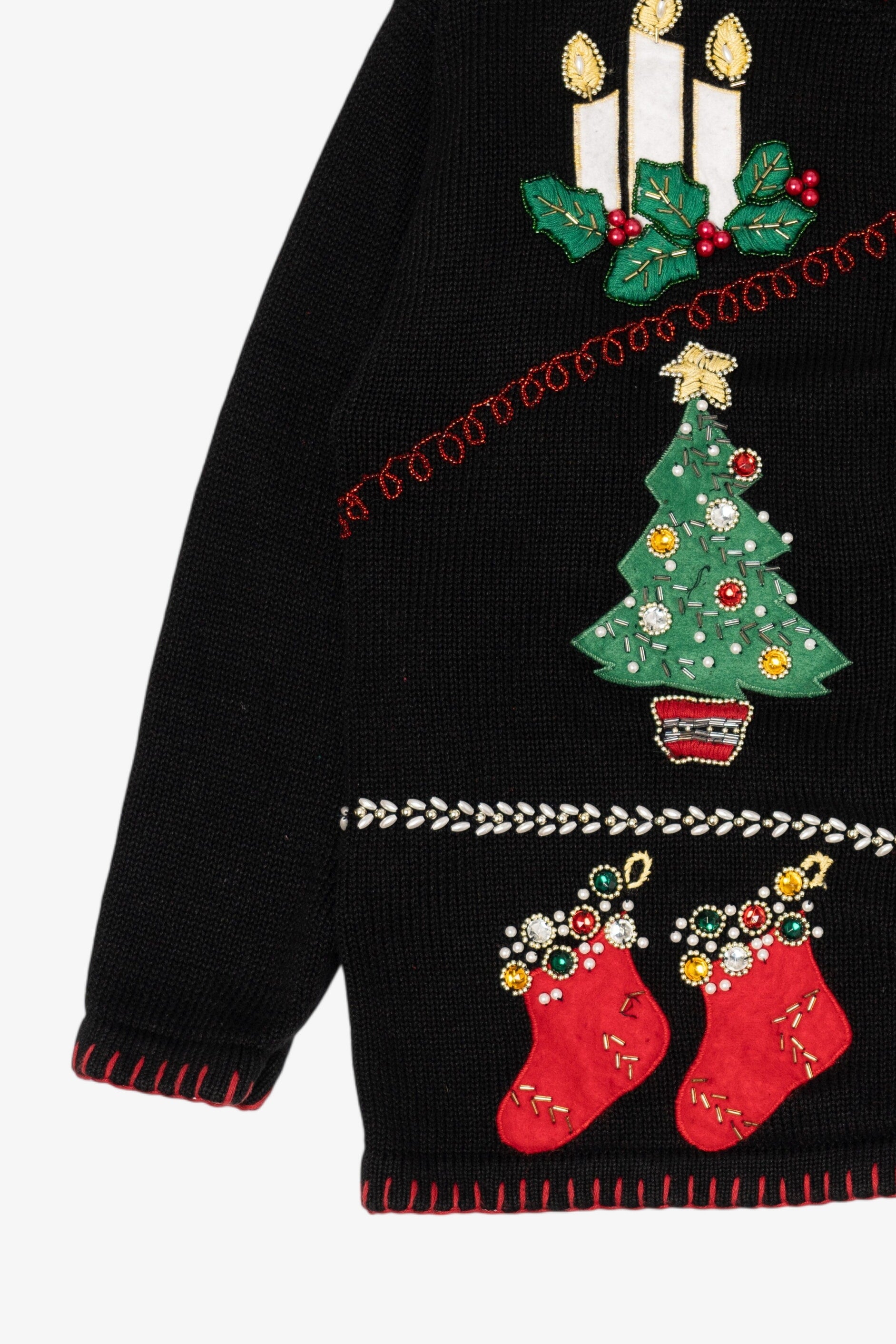 Vintage Black Victoria Jones Ugly Christmas Cardigan (1990s)