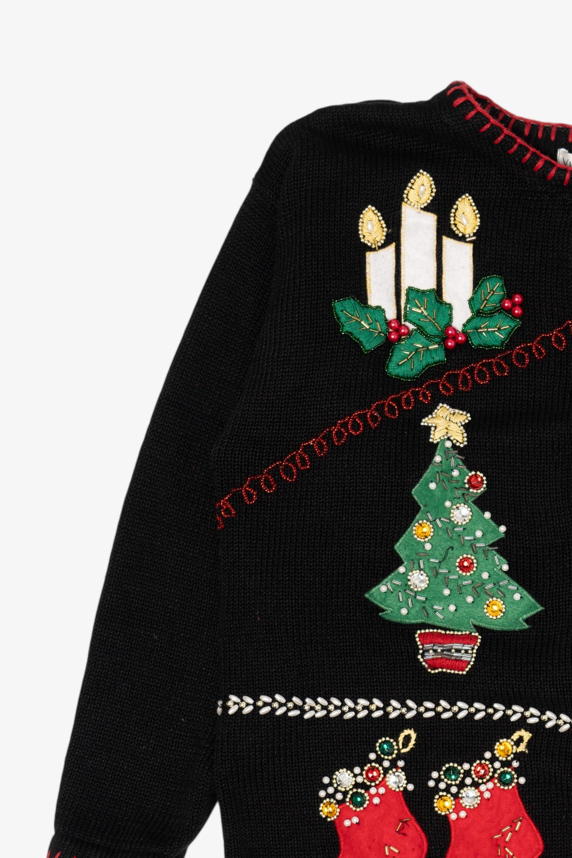 Vintage Black Victoria Jones Ugly Christmas Cardigan (1990s)