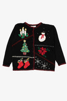Vintage Black Victoria Jones Ugly Christmas Cardigan (1990s)