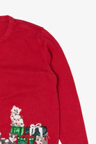 Vintage Red Merry & Bright Cats Ugly Christmas Cardigan (2000s)