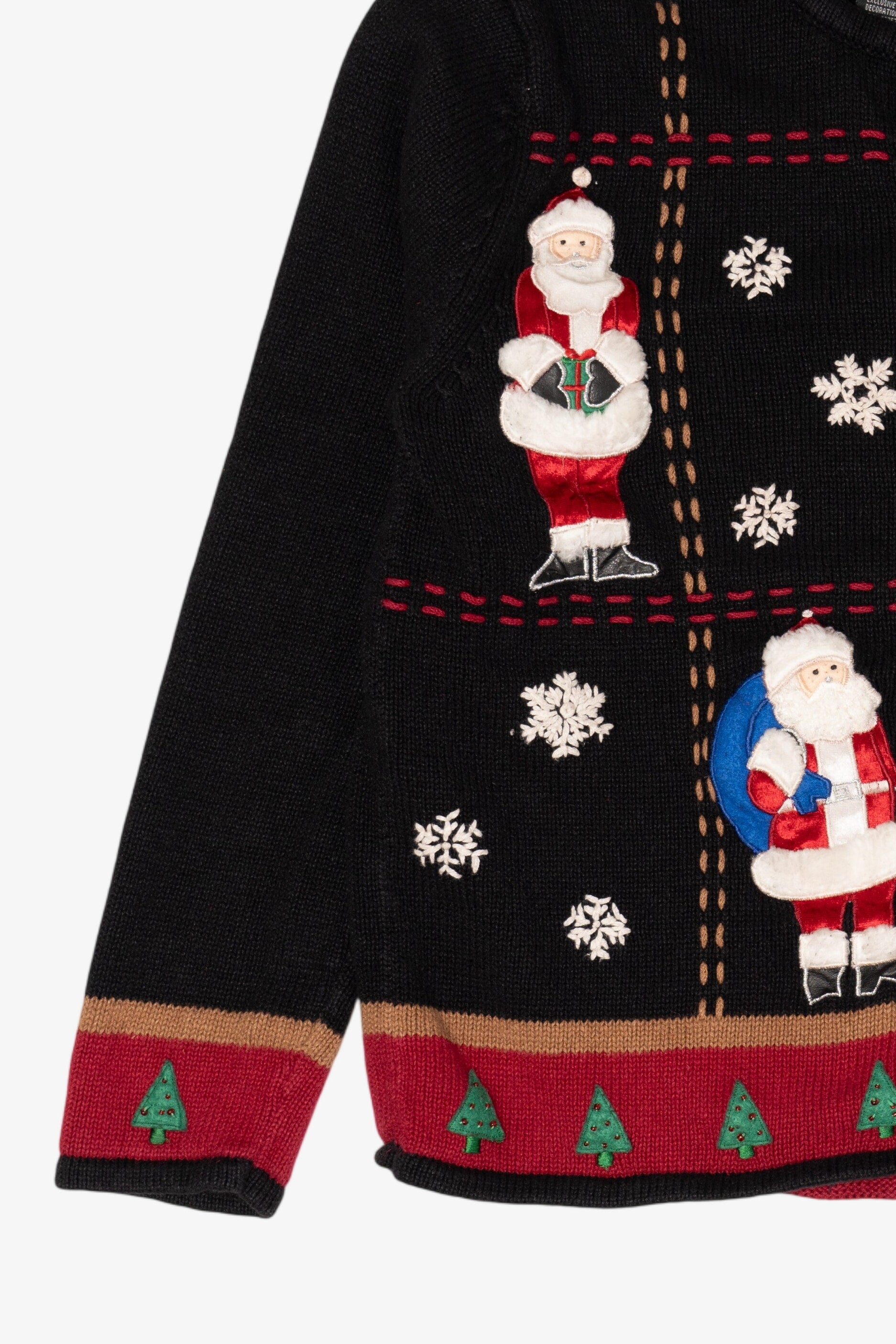 Vintage Black Designers Originals Studio Santa Ugly Christmas Cardigan (1990s)