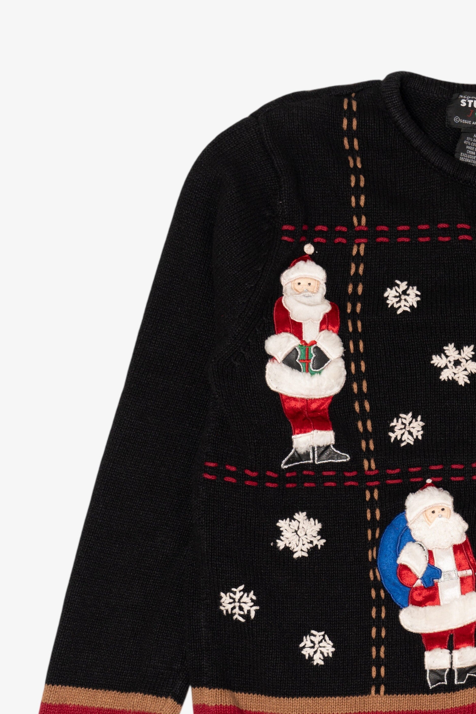 Vintage Black Designers Originals Studio Santa Ugly Christmas Cardigan (1990s)