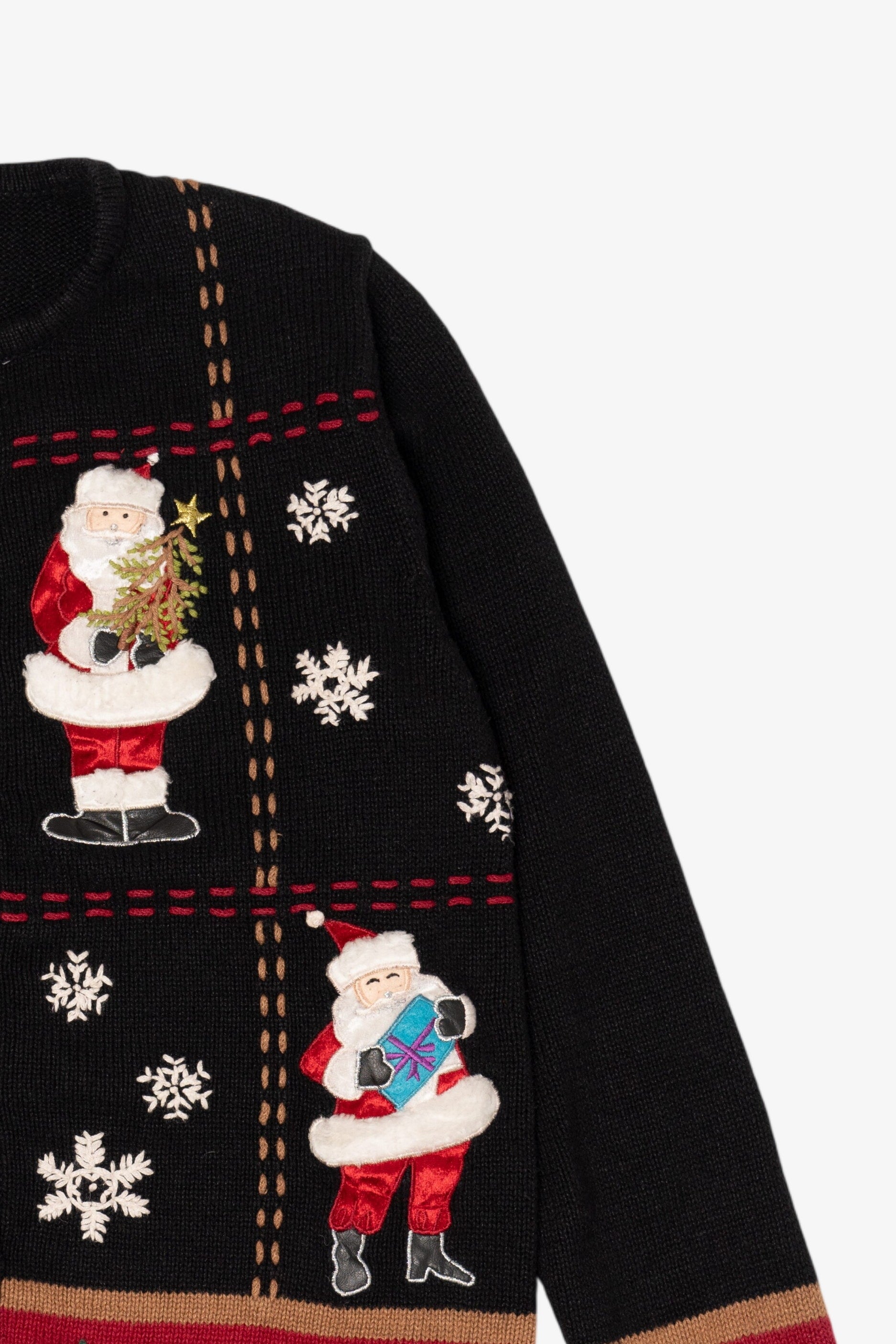 Vintage Black Designers Originals Studio Santa Ugly Christmas Cardigan (1990s)