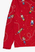 Vintage Y2k Lightweight Red Just B Nutcrackers Ugly Christmas Cardigan (2000s)